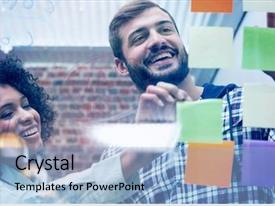Team Looking At Sticky Notes PPT template 68 | CrystalGraphics