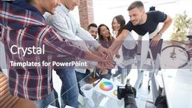  Presentation with multiracial team of young doctors stacking hands - Presentation consisting of team meeting are stacked hands background and a  colored foreground