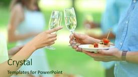  Presentation with wedding congratulations - Audience pleasing PPT layouts consisting of team meeting fun - guests drink champagne on wedding backdrop and a mint green colored foreground