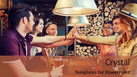  Presentation with communication - Presentation theme consisting of team meeting fun - people leisure friendship and communication background and a  colored foreground