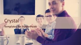  Presentation with start up business - Slide deck enhanced with team meeting in modern start background and a  colored foreground