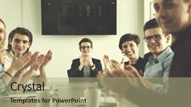  Presentation with start up business - Slide set consisting of team meeting in modern start background and a  colored foreground