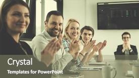  Presentation with start up business - Presentation theme consisting of team meeting in modern start background and a  colored foreground