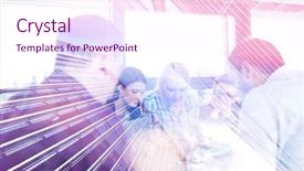  Presentation with team meeting - Cool new slides with team meeting in modern start backdrop and a pink colored foreground