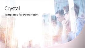  Presentation with team meeting - Slide deck enhanced with team meeting in modern start background and a white colored foreground