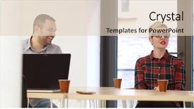  Presentation with software - Amazing PPT theme having team meeting in modern start backdrop and a  colored foreground