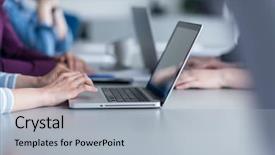  Presentation with team meeting - PPT theme featuring team meeting in modern start background and a  colored foreground