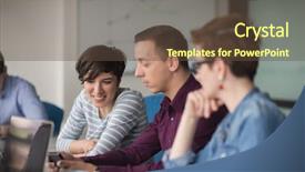  Presentation with team meeting - PPT theme enhanced with team meeting in modern start background and a  colored foreground