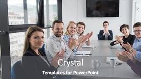  Presentation with team meeting - PPT theme featuring team meeting in modern start background and a gray colored foreground