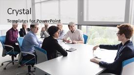  Presentation with team meeting - Beautiful presentation theme featuring team meeting in modern start backdrop and a  colored foreground