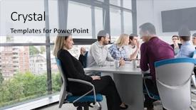  Presentation with team meeting - PPT layouts enhanced with team meeting in modern start background and a  colored foreground