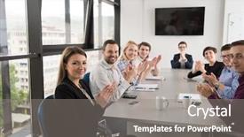  Presentation with team meeting - Cool new PPT theme with team meeting in modern start backdrop and a  colored foreground