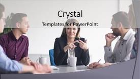  Presentation with team meeting - Cool new presentation theme with team meeting in modern start backdrop and a light gray colored foreground