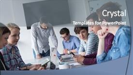  Presentation with team meeting - Slide set having team meeting in modern start background and a gray colored foreground