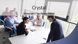  Presentation with team meeting - Cool new PPT layouts with team meeting in modern start backdrop and a  colored foreground