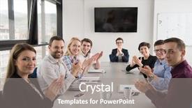  Presentation with software - Slide set consisting of team meeting in modern start background and a gray colored foreground