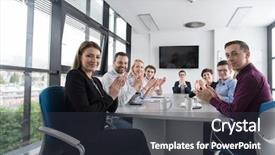  Presentation with team meeting - Amazing slide set having team meeting in modern start backdrop and a  colored foreground