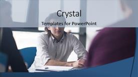  Presentation with software - Presentation design featuring team meeting in modern start background and a  colored foreground