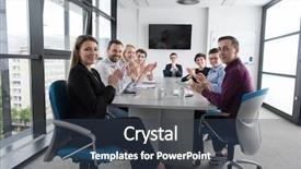  Presentation with team meeting - Audience pleasing PPT theme consisting of team meeting in modern start backdrop and a tawny brown colored foreground