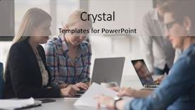  Presentation with team meeting - Audience pleasing PPT theme consisting of team meeting in modern start backdrop and a  colored foreground