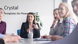  Presentation with team meeting - Cool new presentation theme with team meeting in modern start backdrop and a  colored foreground