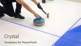  Presentation with members - Presentation theme having team members play in curling background and a sky blue colored foreground