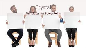  Presentation with empty - Cool new PPT theme with team-of-4-businessmen-holding backdrop and a lemonade colored foreground