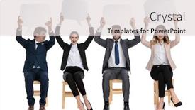  Presentation with empty - Slide deck with team-of-4-businessmen-holding background and a lemonade colored foreground