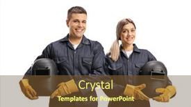  Presentation with team - Slide deck enhanced with team-of-a-male background and a tawny brown colored foreground