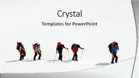  Presentation with glacier - PPT theme enhanced with team of alpinists crossing background and a sky blue colored foreground