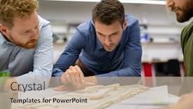  Presentation with team working together - PPT layouts enhanced with team-of-architects-and-engineers background and a soft green colored foreground