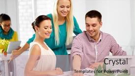  Presentation with building team - Audience pleasing theme consisting of team of architects or designer backdrop and a soft green colored foreground