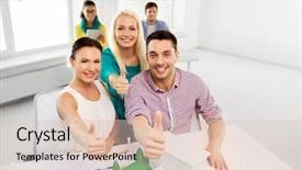  Presentation with team building - Audience pleasing theme consisting of team of architects or designer backdrop and a lemonade colored foreground