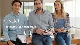  Presentation with architects - Presentation theme enhanced with team-of-architects-working background and a gray colored foreground