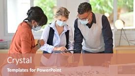  Presentation with face mask - Amazing theme having team-of-architects-working backdrop and a coral colored foreground