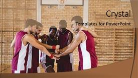  Presentation with basketball players - Presentation theme enhanced with team of basketball players stacking background and a  colored foreground