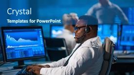  Presentation with financial markets - Slide deck enhanced with team-of-brokers-is-working background and a ocean colored foreground