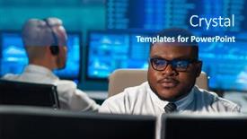  Presentation with financial markets - Amazing PPT theme having team-of-brokers-is-working backdrop and a ocean colored foreground