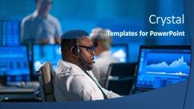  Presentation with financial markets - Audience pleasing theme consisting of team-of-brokers-is-working backdrop and a ocean colored foreground