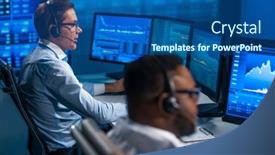  Presentation with financial markets - Slide set consisting of team-of-brokers-is-working background and a ocean colored foreground