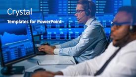  Presentation with financial markets - Colorful theme enhanced with team-of-brokers-is-working backdrop and a ocean colored foreground