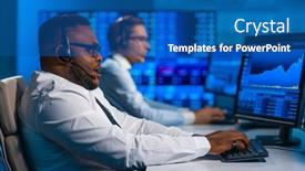  Presentation with financial markets - Slides having team-of-brokers-is-working background and a ocean colored foreground