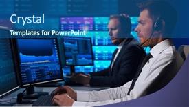  Presentation with global strategy - Theme featuring team-of-brokers-is-working background and a ocean colored foreground