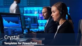  Presentation with global strategy - PPT theme with team-of-brokers-is-working background and a navy blue colored foreground