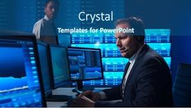  Presentation with financial markets - Presentation theme consisting of team-of-brokers-is-working background and a ocean colored foreground