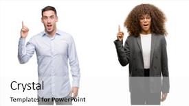  Presentation with business women - PPT theme enhanced with team of business men background and a white colored foreground