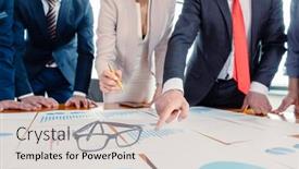  Presentation with spread - Audience pleasing slide deck consisting of team-of-business-people-analyzing backdrop and a soft green colored foreground