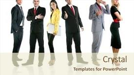  Presentation with team group - Presentation theme having team of business people group background and a cream colored foreground