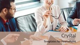  Presentation with team leader - Presentation theme consisting of team of business people working background and a coral colored foreground