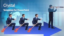  Presentation with synergy collaboration cooperation teamwork concept - PPT theme enhanced with team of businessmen in teamwork background and a teal colored foreground